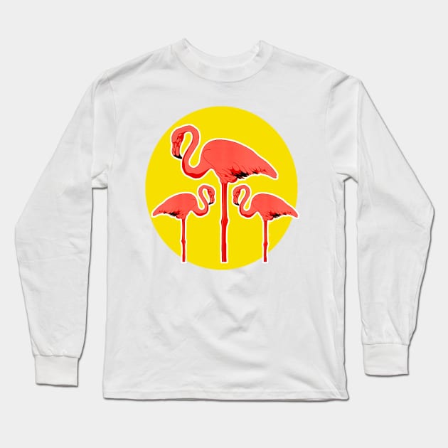 Long-legged pink flamingos Long Sleeve T-Shirt by Marccelus